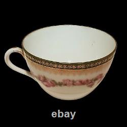 Antique Tea Cup Saucer Floral Gilded Hand Painted Porcelain Victorian MZ Austria