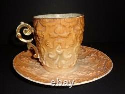 Antique Tea Cup & Saucer Large Teacup with 3D Dancing Couple inset Vintage WOW