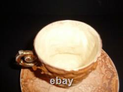 Antique Tea Cup & Saucer Large Teacup with 3D Dancing Couple inset Vintage WOW
