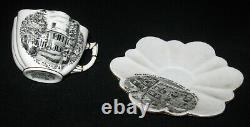 Antique Tea Cup & Scallop Saucer 1898 Americana Historic Rare Emerson Foley Set