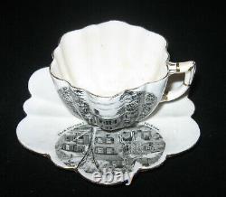 Antique Tea Cup & Scallop Saucer 1898 Americana Historic Rare Emerson Foley Set