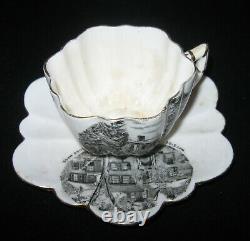 Antique Tea Cup & Scallop Saucer 1898 Americana Historic Rare Emerson Foley Set