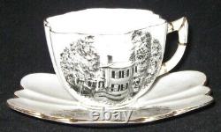 Antique Tea Cup & Scallop Saucer 1898 Americana Historic Rare Emerson Foley Set