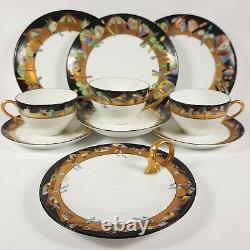 Antique Teacup Saucer Plate Trio plus Finger Handel Plate Signed M. C Lytle 1913