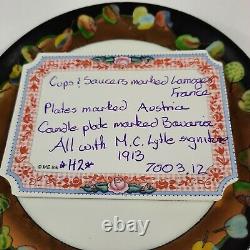 Antique Teacup Saucer Plate Trio plus Finger Handel Plate Signed M. C Lytle 1913