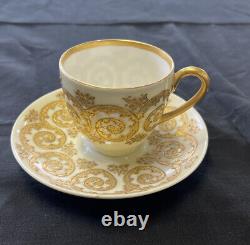 Antique Teacup and Saucer Paragon Gold Filigree by D & C Limoges circa 1875
