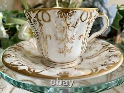 Antique Teacups & Saucers X FOUR! Coalport Ridgway Minton Embossed, Gilded