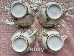 Antique Teacups & Saucers X FOUR! Coalport Ridgway Minton Embossed, Gilded