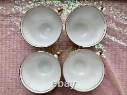 Antique Teacups & Saucers X FOUR! Coalport Ridgway Minton Embossed, Gilded