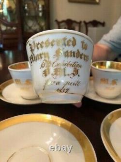 Antique Teacups Set Of 6 Presented As An Award For A Quilt 1857