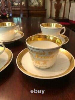 Antique Teacups Set Of 6 Presented As An Award For A Quilt 1857