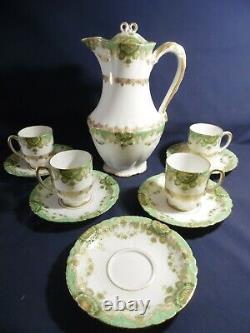 Antique Theodore Haviland Limoges Tea/Coffee/Espresso/Chocolate Pot Saucers Cups