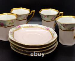 Antique Tressemannes and Vogt T & V Depose Limoges France Teacups Saucers Pink 4