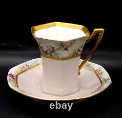 Antique Tressemannes and Vogt T & V Depose Limoges France Teacups Saucers Pink 4