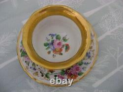 Antique Tucker & Hemphill Cup And Saucer Handpainted Multi Flowers Gold Trim