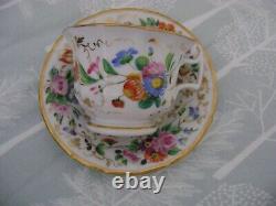 Antique Tucker & Hemphill Cup And Saucer Handpainted Multi Flowers Gold Trim