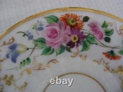 Antique Tucker & Hemphill Cup And Saucer Handpainted Multi Flowers Gold Trim