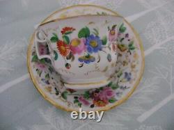 Antique Tucker & Hemphill Cup And Saucer Handpainted Multi Flowers Gold Trim