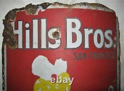 Antique USA Hills Bros San Francisco Porcelain Coffee Tea Cup Cafe Shop Art Sign