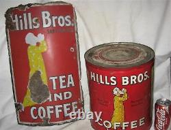 Antique USA Hills Bros San Francisco Porcelain Coffee Tea Cup Cafe Shop Art Sign