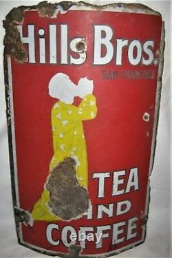 Antique USA Hills Bros San Francisco Porcelain Coffee Tea Cup Cafe Shop Art Sign
