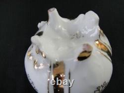 Antique Unmarked Tea Cup & Saucer Set Gold Accent Footed Base Floral Pattern