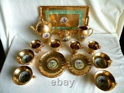 Antique Victoria Czech 22/24 K Hand Painted Gold Chocolate / Tea Set REDUCED