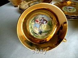Antique Victoria Czech 22/24 K Hand Painted Gold Chocolate / Tea Set REDUCED