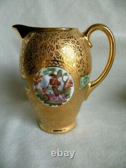 Antique Victoria Czech 22/24 K Hand Painted Gold Chocolate / Tea Set REDUCED