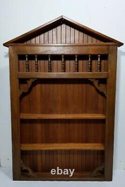 Antique Vintage 51h Wooden Spice Rack Shelf House Cabinet Tea Cup Display Curio