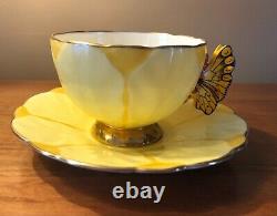 Antique Vintage Butterfly handle Anysley English bone china tea cup and saucer