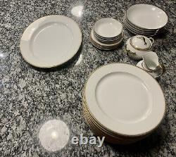 Antique Vintage Limoges T & V France (27)Pc Set White With Gold Trim