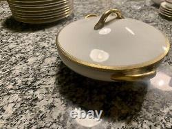 Antique Vintage Limoges T & V France (27)Pc Set White With Gold Trim