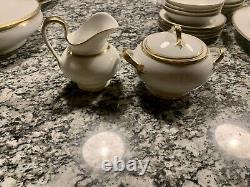 Antique Vintage Limoges T & V France (27)Pc Set White With Gold Trim