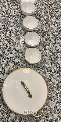 Antique Vintage Limoges T & V France (27)Pc Set White With Gold Trim