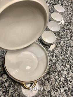 Antique Vintage Limoges T & V France (27)Pc Set White With Gold Trim