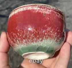 Antique Vintage Porcelain Peach Bloom Glazed Tea Cup Bowl Teacup