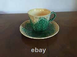 Antique Wedgwood Majolica Pottery Cauliflower Leaf Tea Cup & Saucer Botanical