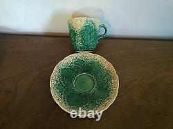 Antique Wedgwood Majolica Pottery Cauliflower Leaf Tea Cup & Saucer Botanical