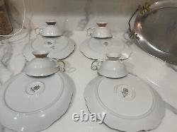 Antique Weimar Dora Tea/Coffee 4 Cups with Snacks plate. Ruby Red