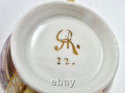 Antique Wolfsohn Dresden Demitasse Cup & Saucer, Scenic, Quatrefoil Shape