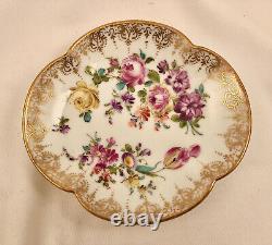 Antique Wolfsohn Dresden Tea Cup & Saucer, Quatrefoil, Meissen Style