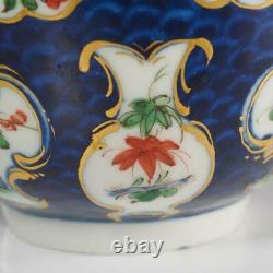 Antique Worcester First Period Blue Scale & Floral Porcelain Tea Bowl, 18th C