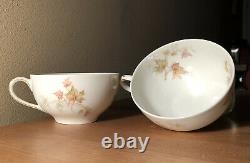 Antique haviland limoges bone china cups fall autumn leaves deciduous 2 teacups