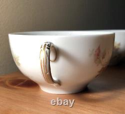 Antique haviland limoges bone china cups fall autumn leaves deciduous 2 teacups