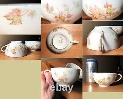 Antique haviland limoges bone china cups fall autumn leaves deciduous 2 teacups