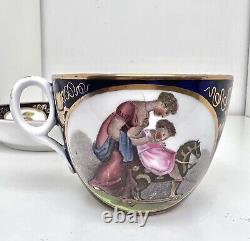 Antique late 18-early 19 Century English Coalport, Porcelain Tea Cup and Saucer