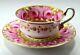 Antique Spode Etruscan 3614 Cup And Saucer Pink Rosses Gold Serpent Handle