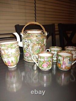 Antique tea set cup porcelain china vintage Asian kettle cappuccino rare