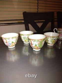 Antique tea set cup porcelain china vintage Asian kettle cappuccino rare